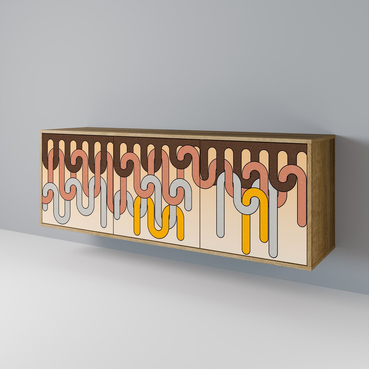 COLORFUL STRINGS 3-Door Sideboard in Oak Effect
