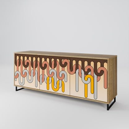 COLORFUL STRINGS 3-Door Sideboard in Oak Effect