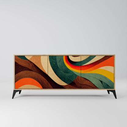 Credenza a 3 ante COLORFUL STRANDS in effetto rovere