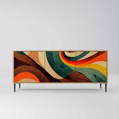 Credenza a 3 ante COLORFUL STRANDS in effetto rovere