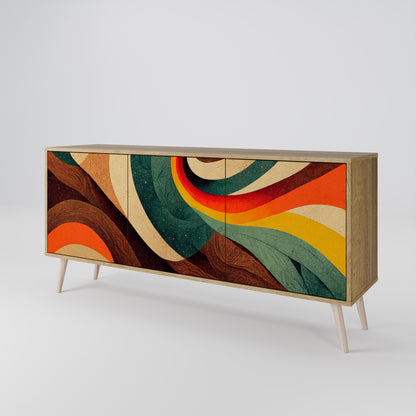 Credenza a 3 ante COLORFUL STRANDS in effetto rovere
