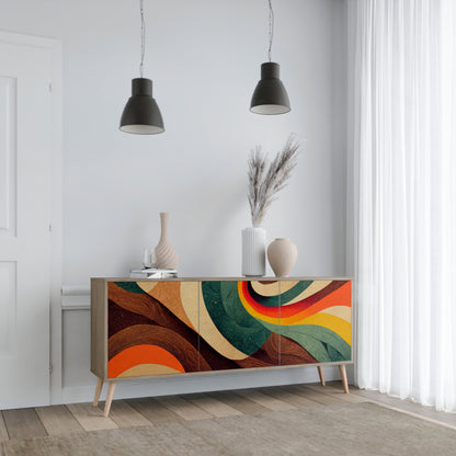 Credenza a 3 ante COLORFUL STRANDS in effetto rovere
