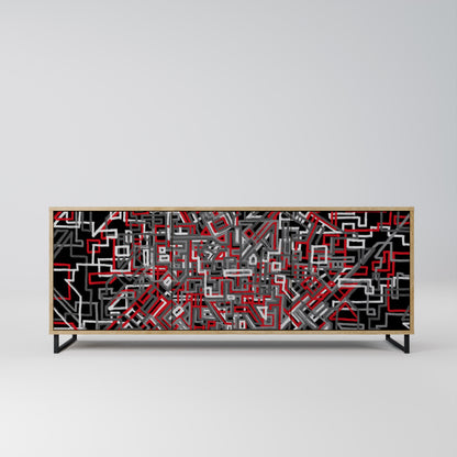 BROKEN LINES 3-Door Sideboard in Oak Effect