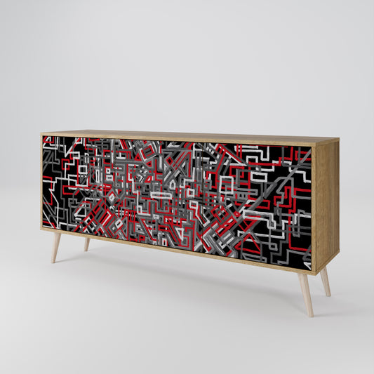 BROKEN LINES 3-Door Sideboard in Oak Effect