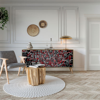 BROKEN LINES 3-Door Sideboard in Oak Effect