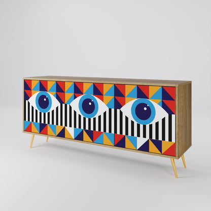 ASTRAZIONE E GEOMETRIA Credenza a 3 ante in effetto rovere