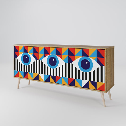 ASTRAZIONE E GEOMETRIA Credenza a 3 ante in effetto rovere