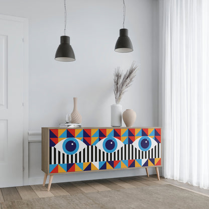 ASTRAZIONE E GEOMETRIA Credenza a 3 ante in effetto rovere