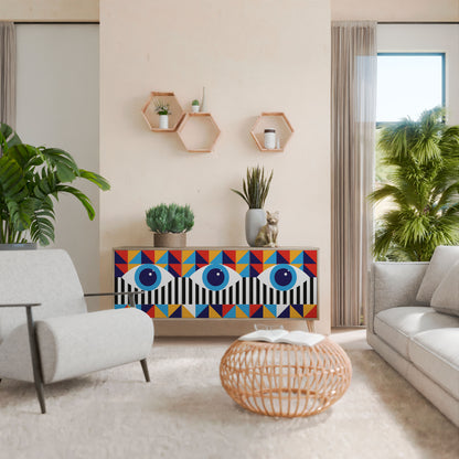 ASTRAZIONE E GEOMETRIA Credenza a 3 ante in effetto rovere