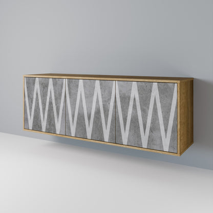 SOLID ZIG ZAG 3-Door Sideboard in Oak Effect