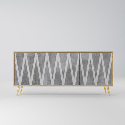 SOLID ZIG ZAG 3-Door Sideboard in Oak Effect