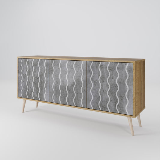 WAVES OF CONCRETE Madia a 3 Ante in Effetto Rovere