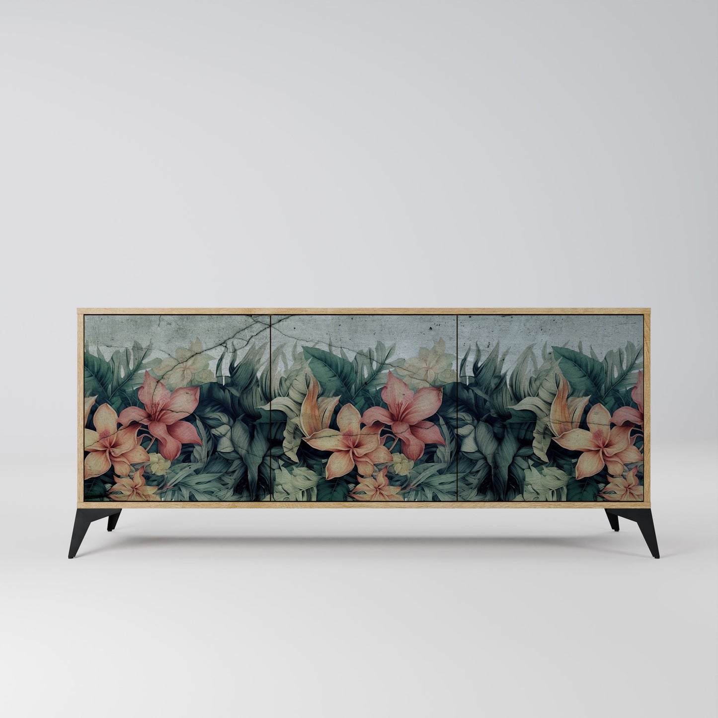 Credenza a 3 ante HEAVENLY BLOOM in effetto rovere