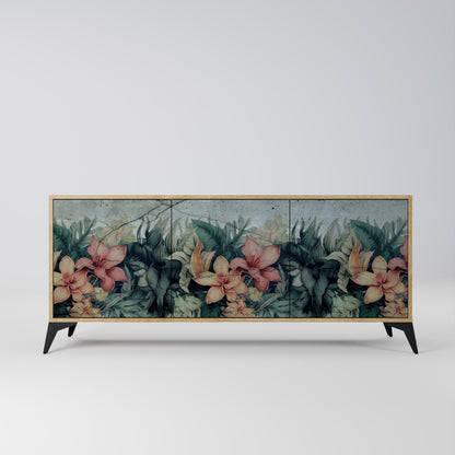 Credenza a 3 ante HEAVENLY BLOOM in effetto rovere