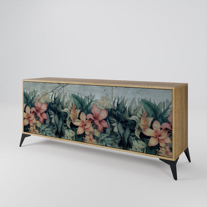 Credenza a 3 ante HEAVENLY BLOOM in effetto rovere