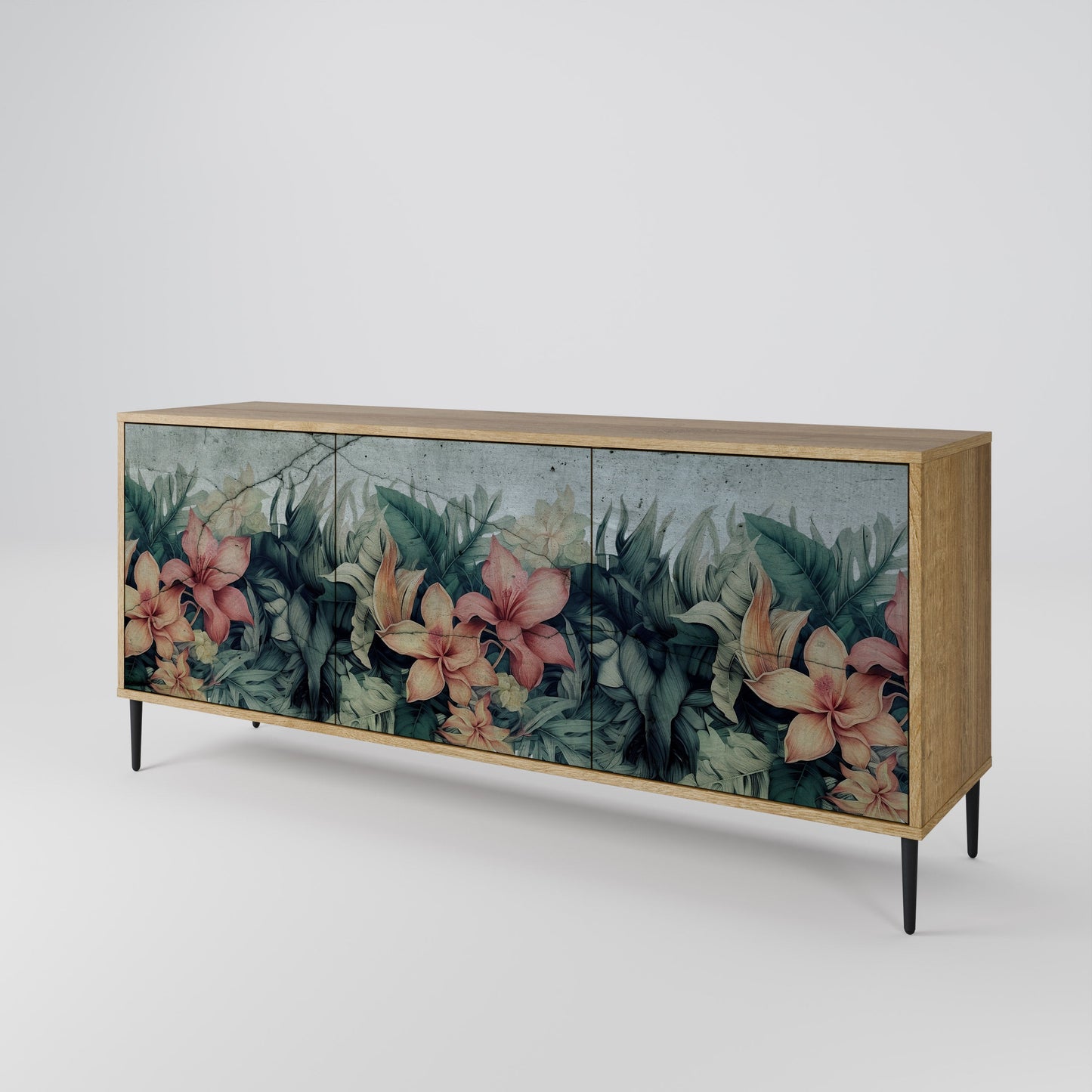 Credenza a 3 ante HEAVENLY BLOOM in effetto rovere