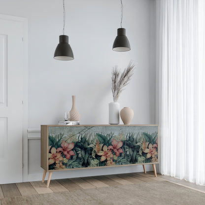 Credenza a 3 ante HEAVENLY BLOOM in effetto rovere