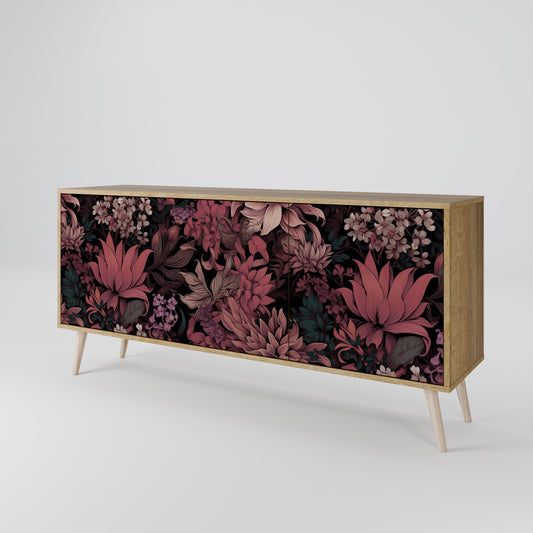 FLORAL WHISPER Madia a 3 Ante in Effetto Rovere