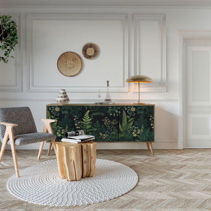 Credenza a 3 ante FERN FLOWERS in effetto rovere