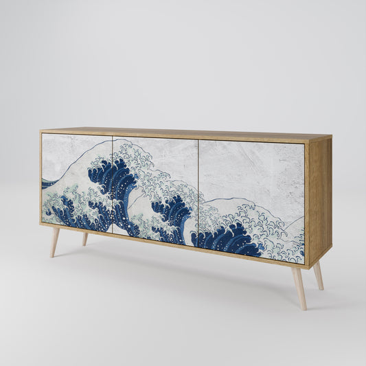 THE GREAT WAVE AT KANAGAWA Madia a 3 Ante in Effetto Rovere