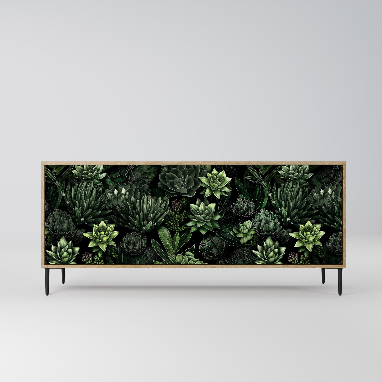 SUCCULENT JUNGLE 3-Door Sideboard in Oak Effect