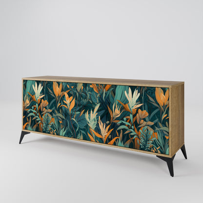 Credenza FLORAL SERENITY a 3 ante in effetto rovere