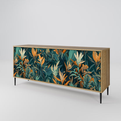 Credenza FLORAL SERENITY a 3 ante in effetto rovere