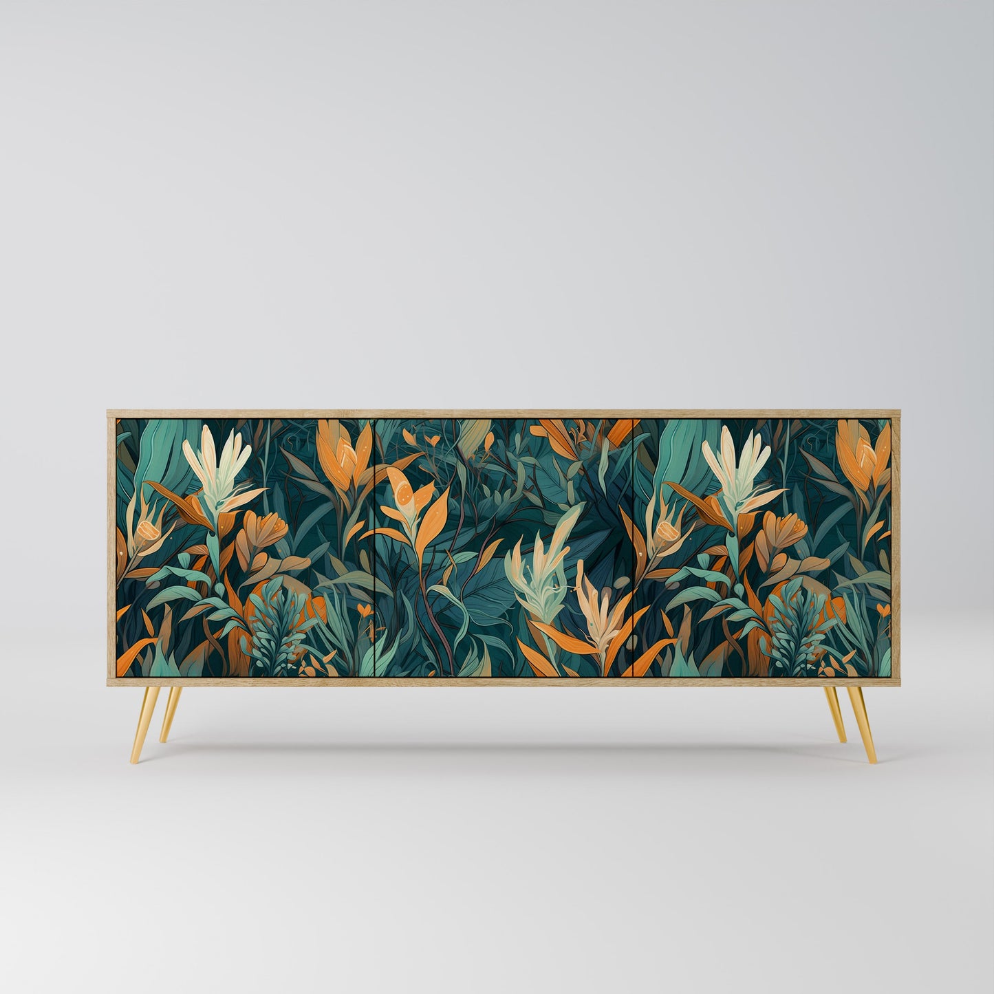 Credenza FLORAL SERENITY a 3 ante in effetto rovere