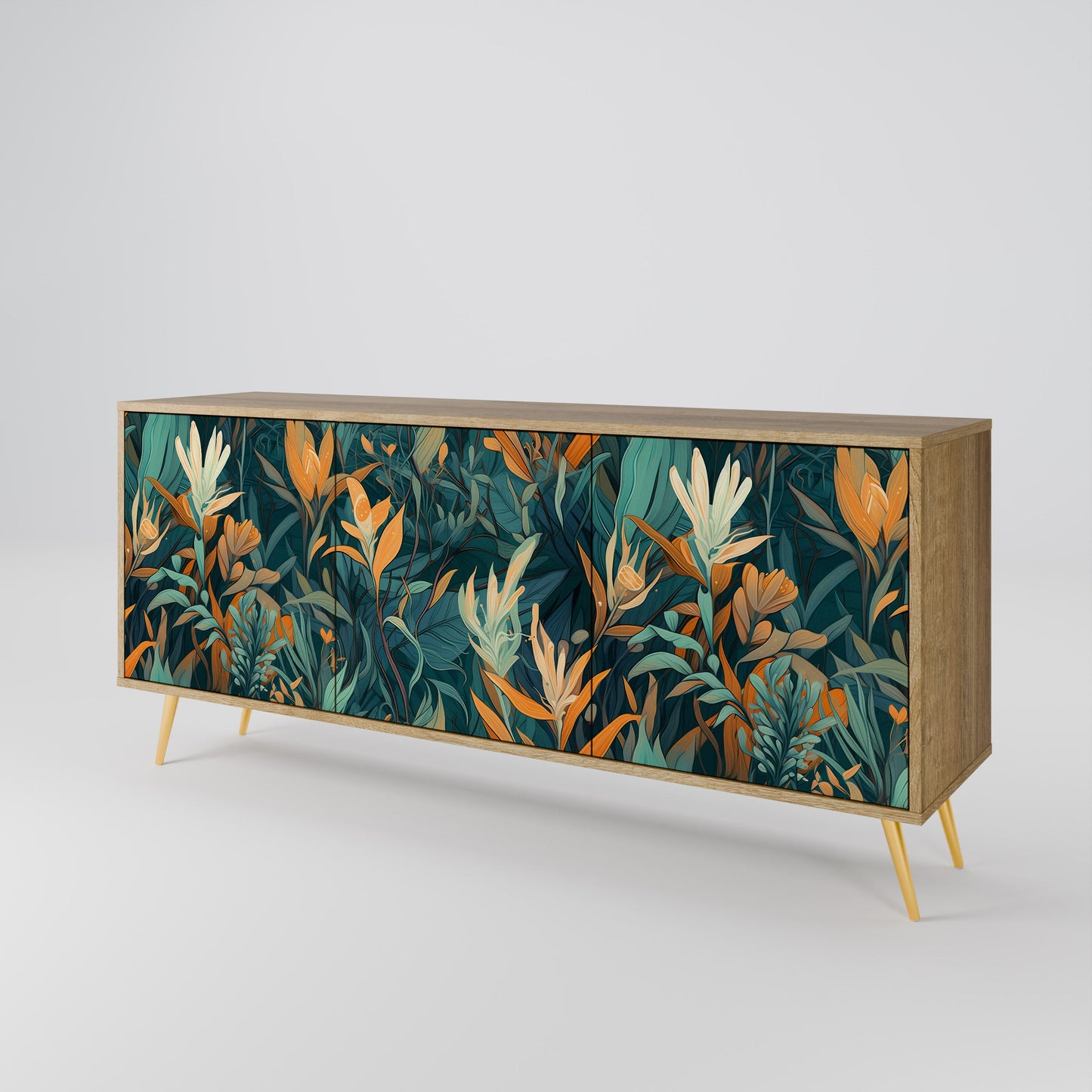 Credenza FLORAL SERENITY a 3 ante in effetto rovere