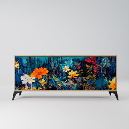Credenza a 3 ante MIDNIGHT BLOSSOM in effetto rovere