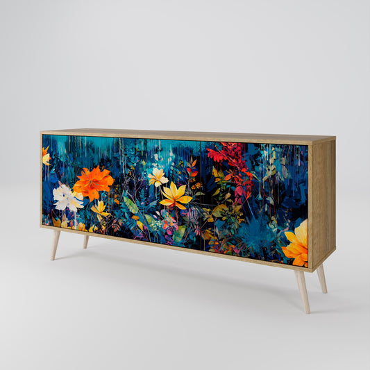 MIDNIGHT BLOSSOM Madia a 3 Ante in Effetto Rovere