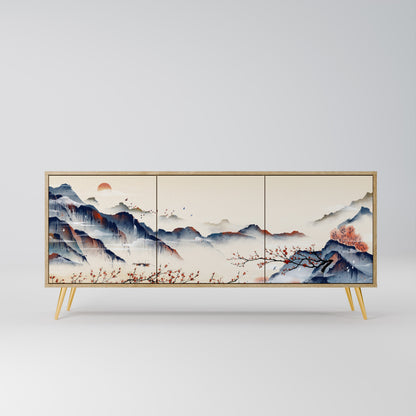 JAPANESE LANDSCAPE 3-Door Sideboard in Oak Effect