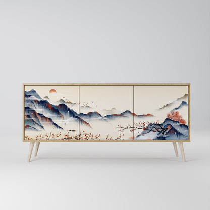 JAPANESE LANDSCAPE 3-Door Sideboard in Oak Effect