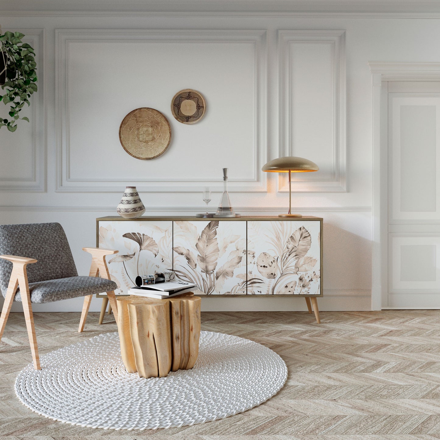 Credenza WILD TENDERNESS a 3 ante in effetto rovere