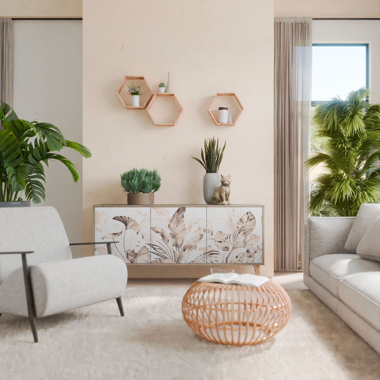 Credenza WILD TENDERNESS a 3 ante in effetto rovere