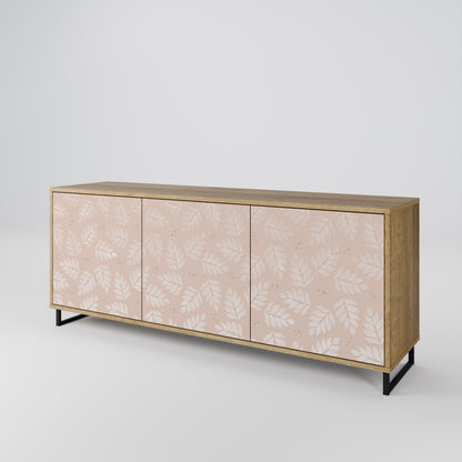 LEAVES ON BEIGE 3-Door Sideboard in Oak Effect