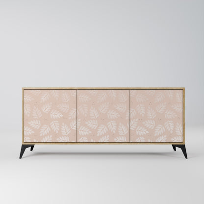 LEAVES ON BEIGE 3-Door Sideboard in Oak Effect