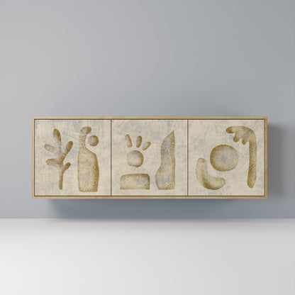 Credenza a 3 ante SAND SCULPTURES in effetto rovere