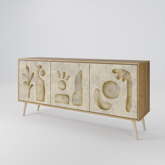 Credenza a 3 ante SAND SCULPTURES in effetto rovere