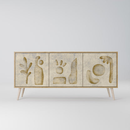 Credenza a 3 ante SAND SCULPTURES in effetto rovere