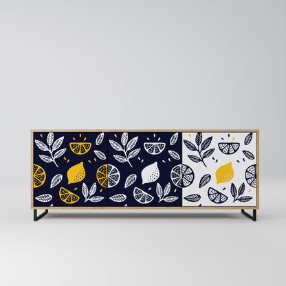 Credenza a 3 ante CITRUS BLACK AND WHITE in effetto rovere