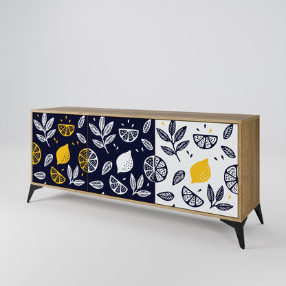 Credenza a 3 ante CITRUS BLACK AND WHITE in effetto rovere