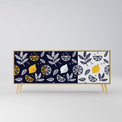 Credenza a 3 ante CITRUS BLACK AND WHITE in effetto rovere