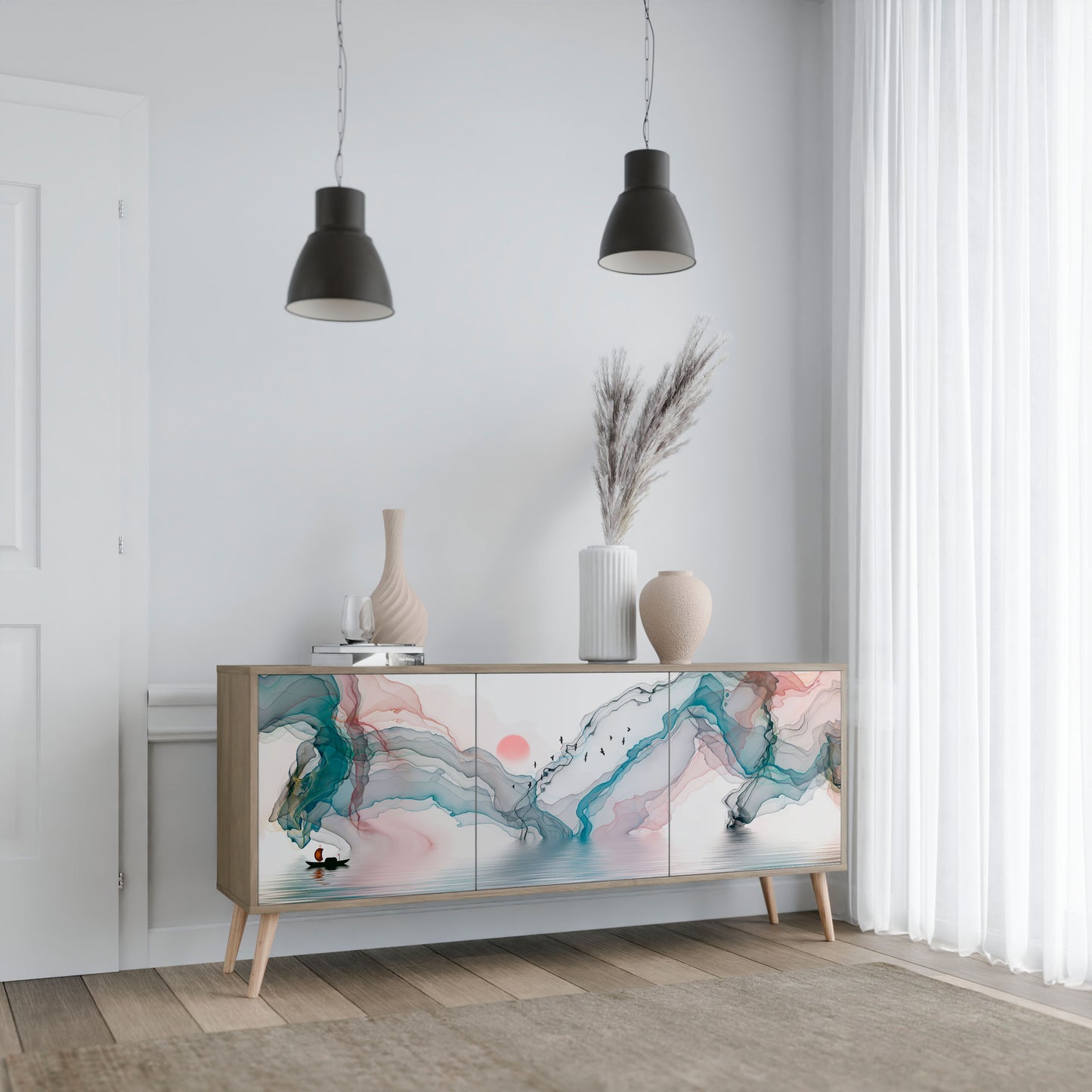 VELVET CROSSING 3-Door Sideboard in Oak Effect