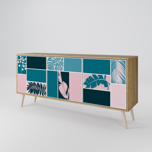 COMBINAZIONE DI FORME Credenza a 3 ante effetto rovere