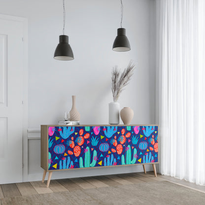 CACTUS VIBES 3-Door Sideboard in Oak Effect