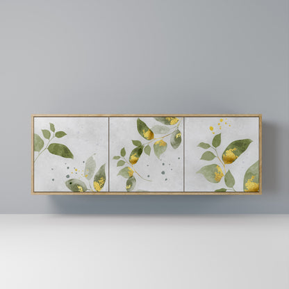 Credenza a 3 ante ELEGANT BOTANICS in effetto rovere