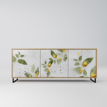 Credenza a 3 ante ELEGANT BOTANICS in effetto rovere