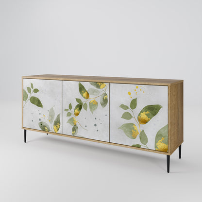 Credenza a 3 ante ELEGANT BOTANICS in effetto rovere