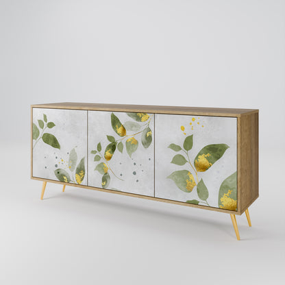 Credenza a 3 ante ELEGANT BOTANICS in effetto rovere